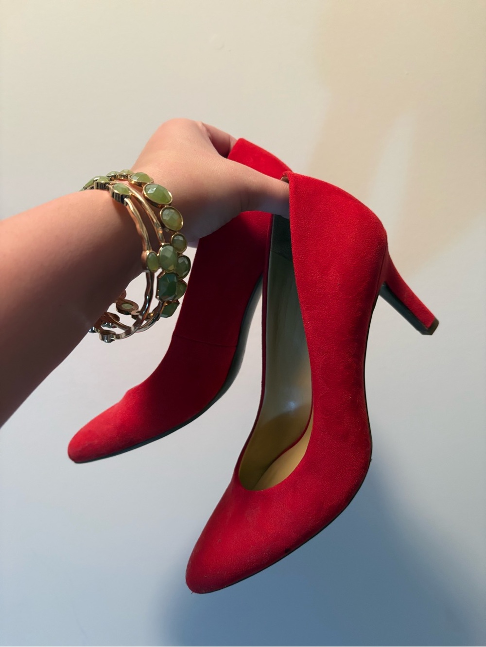 Classic Red Suede Pumps - Women's Dress Heels